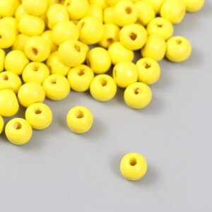 Бусины для творчества дерево "Лимонно жёлтый" d-0,8 см, набор 20 гр