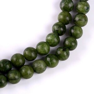 Бусины из натурального камня «Зелёный нефрит» набор 36 шт., размер 1 шт. 10 мм