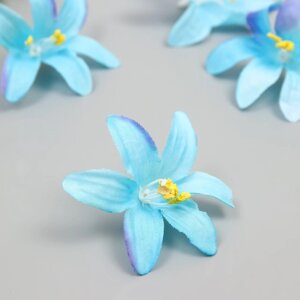 Бутон на ножке для декорирования "Лилия садовая" фиолетово-голубая 6,5х6,5 см