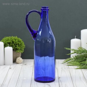 Бутыль "Литр Руч. 1л. d (дна)9см H=32cм. из синего стекла (без декора)