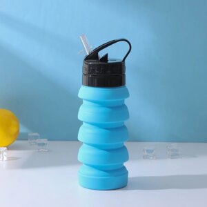 Бутылка для воды складная Доляна «Стоун», 530 мл, 721 см, цвет голубой