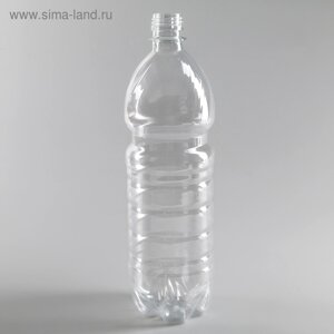 Бутылка пластиковая одноразовая, 1 л, ПЭТ, без крышки, цвет прозрачный