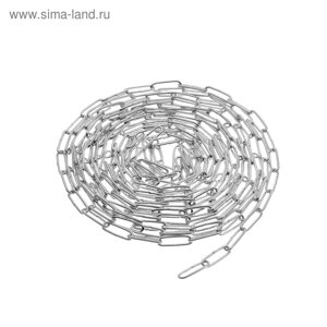 Цепь длиннозвенная ТУНДРА krep, DIN763, диаметр 2 мм, сварная, оцинкованная, 5 м