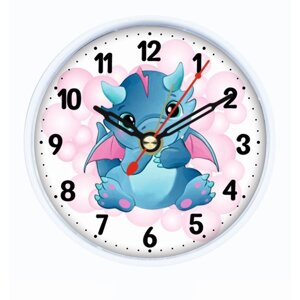 Часы - будильник настольные "Дракоша", дискретный ход, циферблат d-8 см, 9.5 х 9.5 см, АА