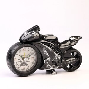 Часы - будильник настольные "Мотоцикл", дискретный ход, d-6.5 см, 21.5 х 12.5 см, 3ААА