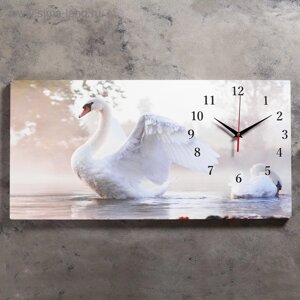 Часы-картина настенные, интерьерные "Белый лебедь", бесшумные, 40 х 76 см