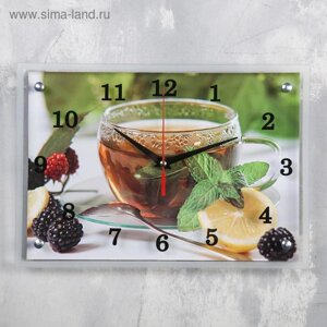 Часы-картина настенные, интерьерные "Чай с лимоном и ежевикой", бесшумные, 25 х 35 см
