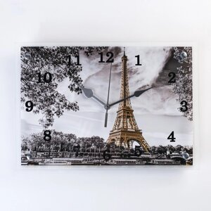 Часы-картина настенные, интерьерные "Эйфелева башня", бесшумные, 25х35 см