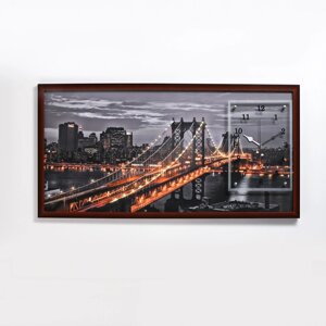 Часы-картина настенные, интерьерные "Манхэттенский мост", бесшумные, 50 х 100 см
