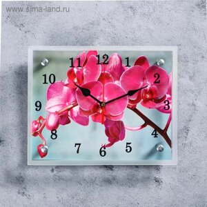 Часы-картина настенные, серия: Цветы, "Розовая орхидея", 20 х 25 см