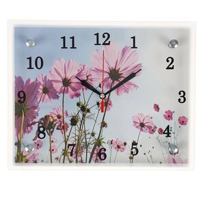 Часы-картина настенные, серия: Цветы, "Сиреневые цветы", 20х25 см