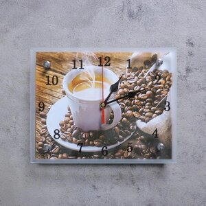 Часы-картина настенные, серия: Кухня, "Чашка кофе", 20х25 см