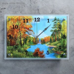 Часы-картина настенные, серия: Природа, "Лесная река" 25х35 см