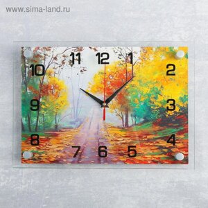 Часы-картина настенные, серия: Природа, "Осенняя дорога. Картина маслом", 25х35 см