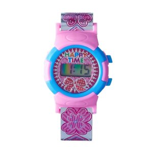 Часы наручные электронные детские "Цветочки и сердечки", d-4 см, длина 19.5 см