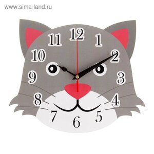 Часы настенные детские "Кот", плавный ход, 24 см