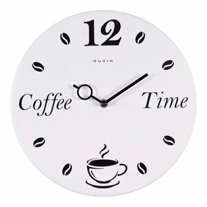 Часы настенные интерьерные Coffee Time, бесшумные, d-32 см, чёрно-белые