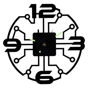 Часы настенные из металла "Микросхема", бесшумные, d-40 см, светящиеся, АА