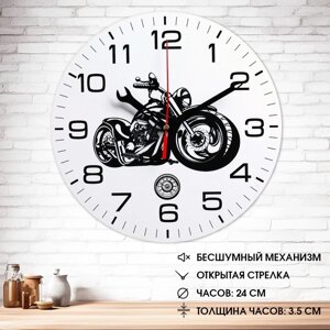 Часы настенные "Мотоцикл", плавный ход, d=24 см