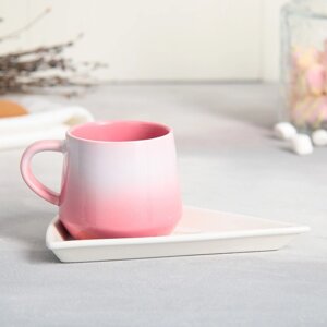 Чайная пара керамическая «Моменты», кружка 130 мл, блюдце 11х14.5 см, цвет розовый