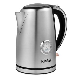 Чайник электрический Kitfort КТ-676, металл, 1.7 л, 2200 Вт, серебристый