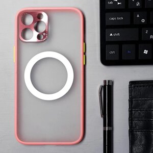 Чехол LuazON для iPhone 12 Pro Max, поддержка MagSafe, с окантовкой, пластиковый, розовый
