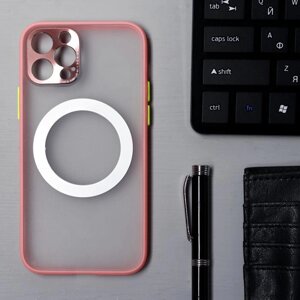 Чехол LuazON для iPhone 12 Pro, поддержка MagSafe, с окантовкой, пластиковый, розовый