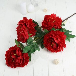 Цветы искусственные "Пион кустовой" 5 бутонов 15х110 см, красный
