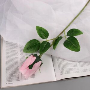 Цветы искусственные «Роза бутон бархат», h=43 см, бутон h=7 см, розовые