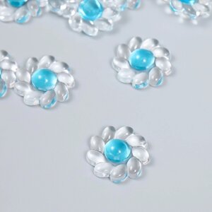 Декор для творчества пластик "Цветок с цветной серединкой" прозрачно-голубой 0,8х2,4х2,4 см 912946