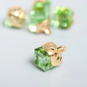 Декор для творчества стекло "Куб-кристалл" светло-зелёный набор 5 шт 0,8х0,8 см