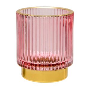 Декоративный подсвечник из цветного рельефного стекла, 707080 мм, цвет розовый