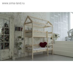 Детская двухъярусная кровать-домик Baby-house, 7001600, массив сосны, без покрытия
