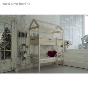 Детская двухъярусная кровать-домик Baby-house, 7001900, массив сосны, без покрытия