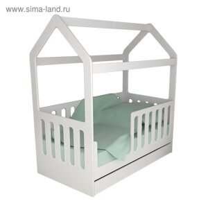 Детская кровать-домик с ящиком, белый, 800 1600 мм