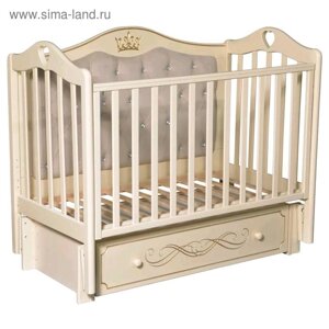 Детская кровать Karolina-10, мягкая спинка, маятник, ящик, цвет слоновая кость