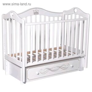 Детская кровать Karolina-55, универсальный маятник, закрытый ящик, цвет белый