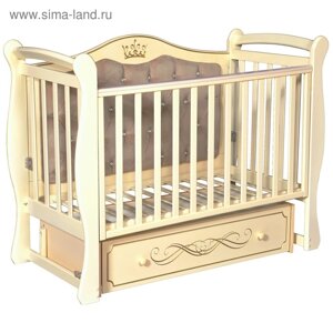 Детская кровать Olivia-1, мягкая спинка, ящик, универсальный маятник, цвет слоновая кость