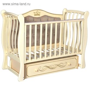 Детская кровать Olivia-2, мягкая спинка, ящик, универсальный маятник, цвет слоновая кость