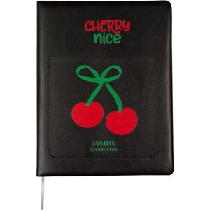Дневник универсальный для 1-11 класса Cherry, твёрдая обложка, искусственная кожа, с поролоном, ляссе, 80 г/м2