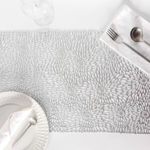 Дорожка на стол Доляна «Астры», 8935 см, цвет серебро