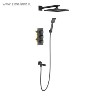 Душевая система Timo Tetra-thermo SX-0199/03SM, встроенная, тропический душ, лейка, черная