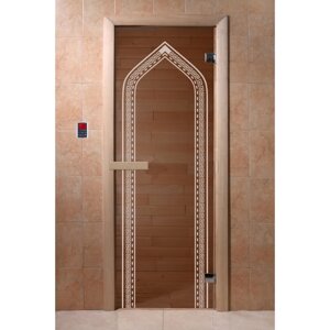 Дверь «Арка», размер коробки 190 70 см, 6 мм, 2 петли, правая, цвет бронза