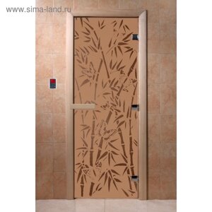 Дверь «Бамбук и бабочки», размер коробки 200 80 см, левая, цвет матовая бронза