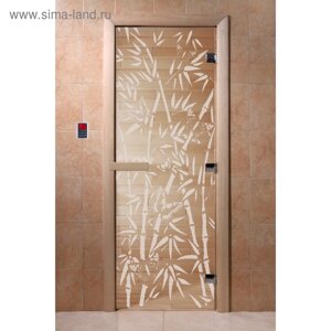 Дверь «Бамбук и бабочки», размер коробки 200 80 см, левая, цвет прозрачный