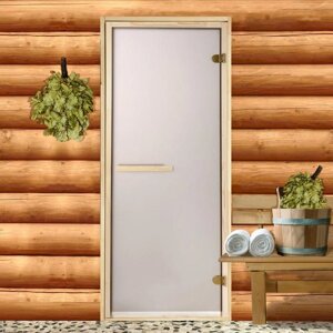 Дверь для бани и сауны «Бронза матовая», размер коробки 190 70 см, 2 петли, 6 мм
