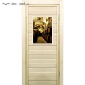 Дверь для бани со стеклом (40*60) Погреб-1", 17070см, коробка из осины