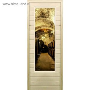 Дверь для бани со стеклом (43*129) Погреб-1", 17070см, коробка из осины