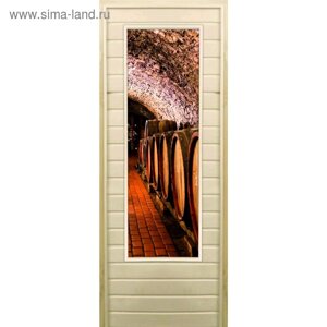 Дверь для бани со стеклом (43*129) Погреб-2", 17070см, коробка из осины