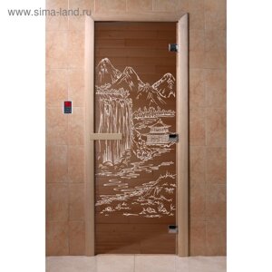 Дверь «Китай», размер коробки 200 80 см, левая, цвет бронза